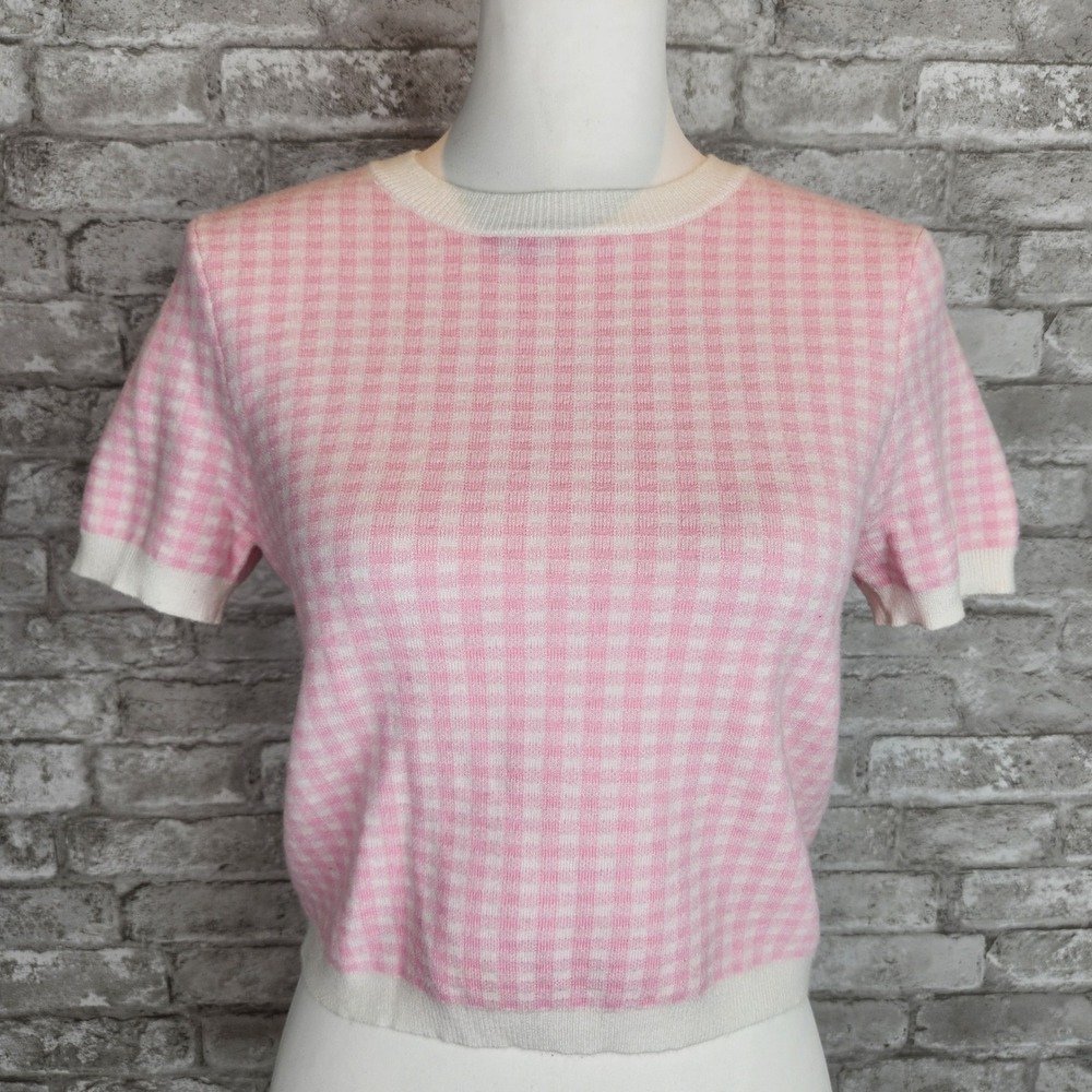 Majorelle Revolve Sweater Willa Cropped Gingham Pink White Elle Woods Small